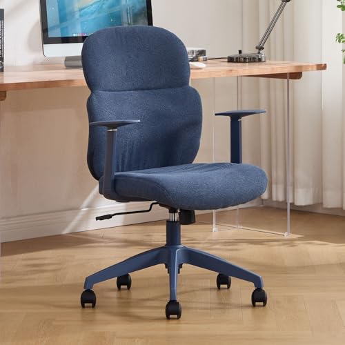 Ya-Home Bürostuhl Ergonomisch Schreibtischstuhl Höhenverstellbar 360° Drehstuhl mit Armlehne Arbeitsstuhl Chenille Computerstuhl mit Rollen für Arbeitszimmer/Büro/Home Office, Blau von Ya-Home