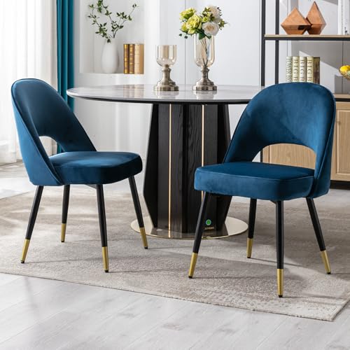 Ya-Home Esszimmerstühle 2er Set, Küchenstuhl Polsterstuhl Esstischstühle Sessel mit Metallbeine Rückenlehne aus Samt, für Esszimmer, Wohnzimmer, Schlafzimmer und Empfang, Blau Ya-Home Esszimmerstühle 2er Set, Küchenstuhl Polsterstuhl Esstischstühle Sessel mit Metallbeine Rückenlehne aus Samt, für Esszimmer, Wohnzimmer, Schlafzimmer und Empfang, Blau von Ya-Home