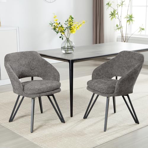 Ya-Home Esszimmerstühle 2er Set Drehstuhl mit Armlehnen Küchenstühle mit Metallgestell, Chenille, Grau Ya-Home Esszimmerstühle 2er Set Drehstuhl mit Armlehnen Küchenstühle mit Metallgestell, Chenille, Grau von Ya-Home