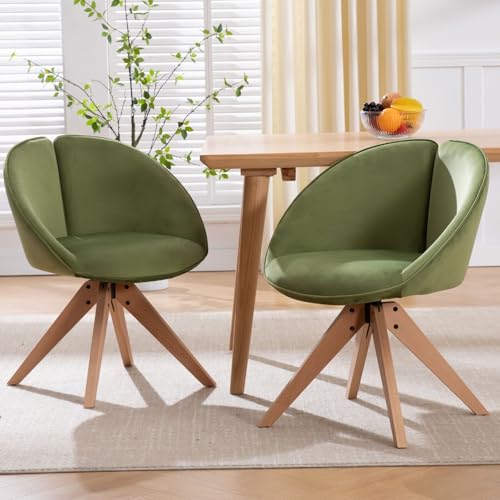 Ya-Home Esszimmerstühle 2er Set Küchenstühle aus Samt 360°Drehstuhl mit Holzbeinen Akzentstühle mit gebogener Rückenlehne für Esszimmer/Wohnzimmer/Küche, Grün Ya-Home Esszimmerstühle 2er Set Küchenstühle aus Samt 360°Drehstuhl mit Holzbeinen Akzentstühle mit gebogener Rückenlehne für Esszimmer/Wohnzimmer/Küche, Grün von Ya-Home