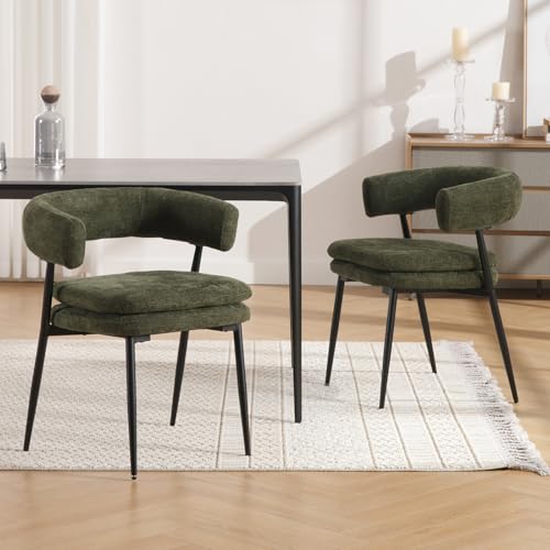 Ya-Home Esszimmerstühle 2er Set Küchenstühle mit Armlehnen Polsterstuhl mit Metallgestell für Esszimmer, Chenille, Grün Ya-Home Esszimmerstühle 2er Set Küchenstühle mit Armlehnen Polsterstuhl mit Metallgestell für Esszimmer, Chenille, Grün von Ya-Home
