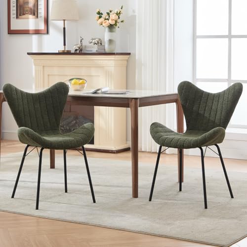 Ya-Home Esszimmerstühle 2er Set Küchenstühle mit Metallgestell Polsterstuhl Esszimmer, Chenille, Grün von Ya-Home
