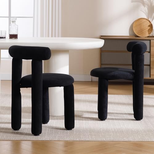 Ya-Home Esszimmerstühle 2er Set aus Kunstfell Küchenstühle mit Rückenlehne modern Akzentstühle Polsterstuhl ohne Armlehne für Esszimmer/Wohnzimmer/Küche, Schwarz Ya-Home Esszimmerstühle 2er Set aus Kunstfell Küchenstühle mit Rückenlehne modern Akzentstühle Polsterstuhl ohne Armlehne für Esszimmer/Wohnzimmer/Küche, Schwarz von Ya-Home