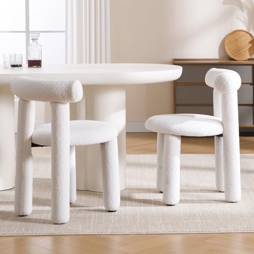 Ya-Home Esszimmerstühle 2er Set aus Kunstfell Küchenstühle mit Rückenlehne modern Akzentstühle Polsterstuhl ohne Armlehne für Esszimmer/Wohnzimmer/Küche, Weiß Ya-Home Esszimmerstühle 2er Set aus Kunstfell Küchenstühle mit Rückenlehne modern Akzentstühle Polsterstuhl ohne Armlehne für Esszimmer/Wohnzimmer/Küche, Weiß von Ya-Home