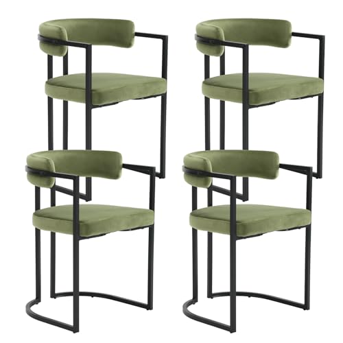 Ya-Home Esszimmerstühle 4er Set, Halbkreisförmiger Küchenstühle mit Schwarzmetall-Gestell, Moderne Polsterstühle Samt für Esszimmer Küche Schlafzimmer,Grün Ya-Home Esszimmerstühle 4er Set, Halbkreisförmiger Küchenstühle mit Schwarzmetall-Gestell, Moderne Polsterstühle Samt für Esszimmer Küche Schlafzimmer,Grün von Ya-Home
