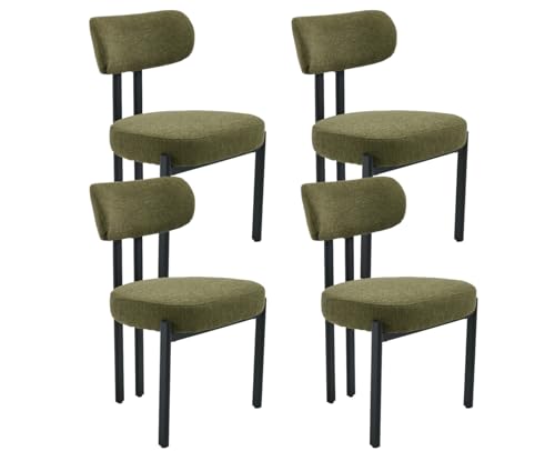 Ya-Home Esszimmerstühle 4er Set, Runde Boucle Stühle aus Chenille, Küchenstühle mit Schwarzmetall Gestell Polsterstuhl für Küche/Esszimmer,Grün Ya-Home Esszimmerstühle 4er Set, Runde Boucle Stühle aus Chenille, Küchenstühle mit Schwarzmetall Gestell Polsterstuhl für Küche/Esszimmer,Grün von Ya-Home