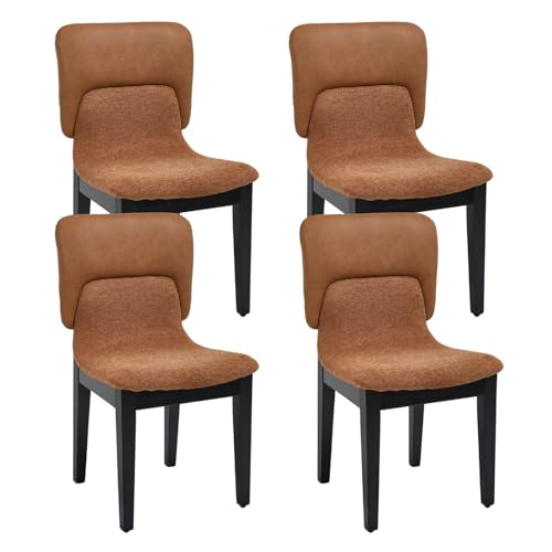 Ya-Home Esszimmerstühle 4er Set Küchenstühle mit Holzbeinen Polsterstuhl mit PU-Leder und Chenille Patchwork Stühle Ohne Armlehne für Esszimmer, Braun Ya-Home Esszimmerstühle 4er Set Küchenstühle mit Holzbeinen Polsterstuhl mit PU-Leder und Chenille Patchwork Stühle Ohne Armlehne für Esszimmer, Braun von Ya-Home