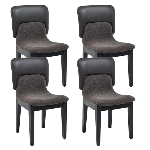 Ya-Home Esszimmerstühle 4er Set Küchenstühle mit Holzbeinen Polsterstuhl mit PU-Leder und Chenille Patchwork Stühle Ohne Armlehne für Esszimmer, Grau Ya-Home Esszimmerstühle 4er Set Küchenstühle mit Holzbeinen Polsterstuhl mit PU-Leder und Chenille Patchwork Stühle Ohne Armlehne für Esszimmer, Grau von Ya-Home