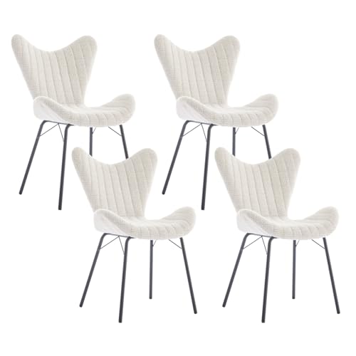 Ya-Home Esszimmerstühle 4er Set Küchenstühle mit Metallgestell Polsterstuhl Esszimmer, Chenille, Hafermilch von Ya-Home