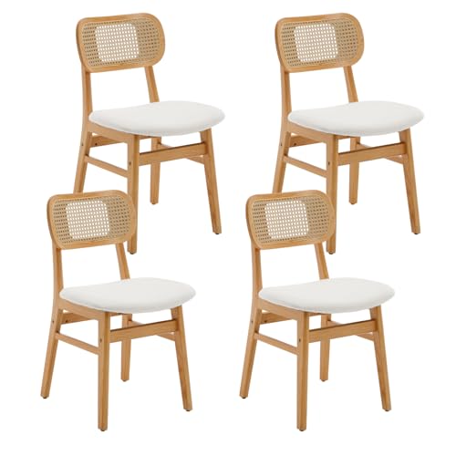 Ya-Home Esszimmerstühle 4er Set Kunstfell Küchenstühle mit Rückenlehne Akzentstühle Rattan Polsterstuh mit Massivholzbeinen für Esszimmer/Wohnzimmer/Küche, Beige Ya-Home Esszimmerstühle 4er Set Kunstfell Küchenstühle mit Rückenlehne Akzentstühle Rattan Polsterstuh mit Massivholzbeinen für Esszimmer/Wohnzimmer/Küche, Beige von Ya-Home