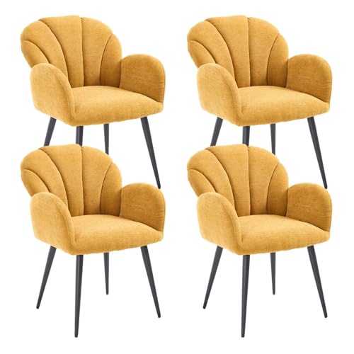 Ya-Home Esszimmerstühle 4er Set Polsterstühle mit Metallgestell Küchenstühle mit Armlehnen Stuhl Esszimmer, Chenille, Gelb Ya-Home Esszimmerstühle 4er Set Polsterstühle mit Metallgestell Küchenstühle mit Armlehnen Stuhl Esszimmer, Chenille, Gelb von Ya-Home