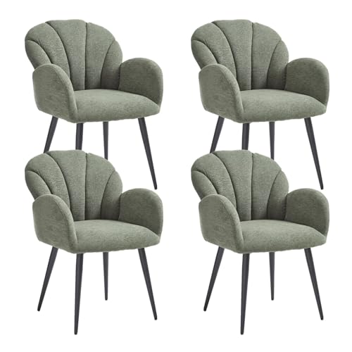 Ya-Home Esszimmerstühle 4er Set Polsterstühle mit Metallgestell Küchenstühle mit Armlehnen Stuhl Esszimmer, Chenille, Grün von Ya-Home