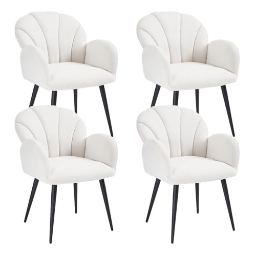 Ya-Home Esszimmerstühle 4er Set Polsterstühle mit Metallgestell Küchenstühle mit Armlehnen Stuhl Esszimmer, Chenille, Weiß Ya-Home Esszimmerstühle 4er Set Polsterstühle mit Metallgestell Küchenstühle mit Armlehnen Stuhl Esszimmer, Chenille, Weiß von Ya-Home