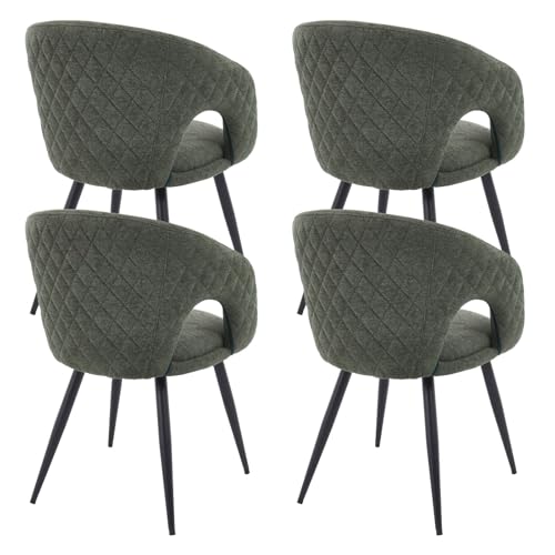 Ya-Home Esszimmerstühle 4er Set Polsterstuhl aus Chenille Küchenstühle mit Armlehne Gepolsterter Armlehnstuhl mit Metallbeinen für Esszimmer/Wohnzimmer/Küche, Grün von Ya-Home
