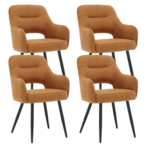 Ya-Home Esszimmerstühle 4er Set aus Chenille Armlehnstuhl Küchenstühle mit Armlehne modern Essstühle Polsterstuhl mit Metallbeinen für Esszimmer/Wohnzimmer/Küche, Gelb Ya-Home Esszimmerstühle 4er Set aus Chenille Armlehnstuhl Küchenstühle mit Armlehne modern Essstühle Polsterstuhl mit Metallbeinen für Esszimmer/Wohnzimmer/Küche, Gelb von Ya-Home