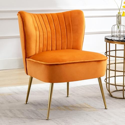 Ya-Home Sessel aus Samt Loungesessel gepolsterter Einzelsofa mit Metallbeinen modern Ohrensessel Lesesessel für Wohnzimmer/Schlafzimmer/Balkon, Orange Ya-Home Sessel aus Samt Loungesessel gepolsterter Einzelsofa mit Metallbeinen modern Ohrensessel Lesesessel für Wohnzimmer/Schlafzimmer/Balkon, Orange von Ya-Home