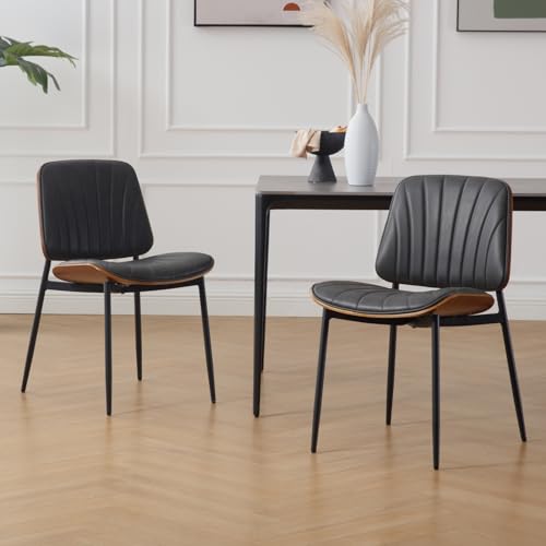 Ya-Home Esszimmerstühle 2er Set aus PU Leder Küchenstühle mit Metallbeinen modern Polsterstühle Essstühle ohne Armlehne für Küche/Esszimmer/Wohnzimmer, Grau von Ya-Home