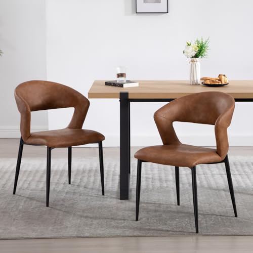 Ya-Home Esszimmerstühle 2er Set aus PU Leder Küchenstühle mit Rückenlehne modern Akzentstuhl Polsterstuhl mit Metallbeinen für Küche/Esszimmer/Restaurant, Braun Ya-Home Esszimmerstühle 2er Set aus PU Leder Küchenstühle mit Rückenlehne modern Akzentstuhl Polsterstuhl mit Metallbeinen für Küche/Esszimmer/Restaurant, Braun von Ya-Home