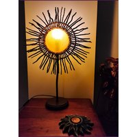 Rustikale Sonnenlampe Aus Holz Und Eisen, Vintage-Lampe, Gemütlich, Dekoration, Hochzeitsgeschenk, Zuhause, Büro, Geschenk von YaKuzolaDesign