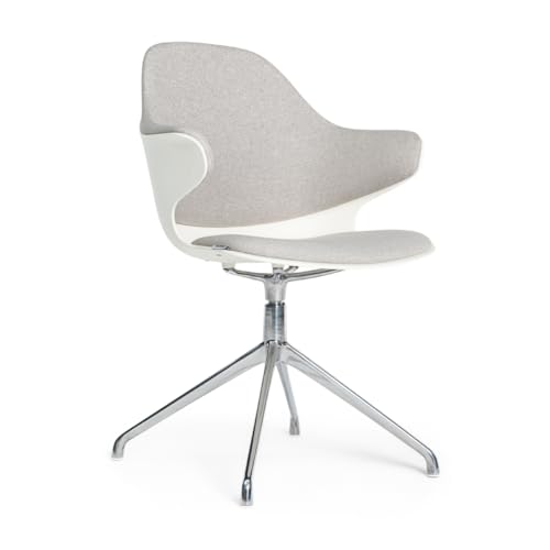Yaasa Chair Luis Designer-Stuhl mit drehbarer Sitzschale, Drehstuhl mit Armlehne als Bürostuhl oder Esstisch Sessel (Hellgrau) von Yaasa