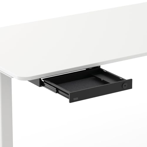Yaasa Desk Drawer Schreibtisch Schublade, Schwarz – Abschließbare Unterbauschublade Schreibtisch im A4 Format mit Filz- & Stifteinlage, 5 kg Tragkraft – Schubladenbox, Schreibtisch Unterbau von Yaasa
