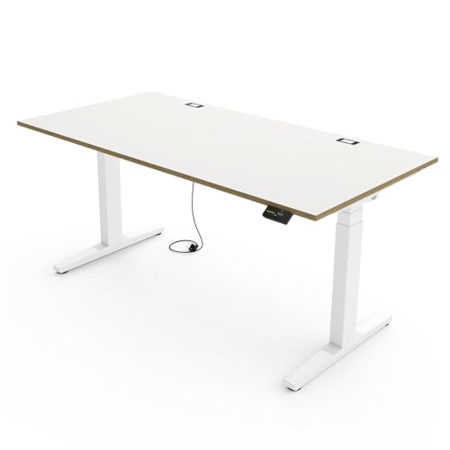 Yaasa Desk Expert Elektrisch höhenverstellbarer Schreibtisch | Massive Stabilität | 9 Speicherpositionen | Ergonomiefunktionen | 10 Jahre Garantie (Multiplex-Weiß + weiß, 140 x 80 cm) von Yaasa