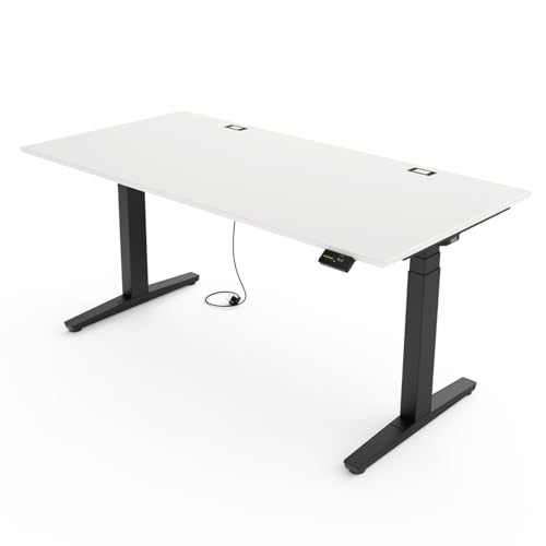 Yaasa Desk Expert Elektrisch höhenverstellbarer Schreibtisch | Massive Stabilität | 9 Speicherpositionen | Ergonomiefunktionen | 10 Jahre Garantie (Weiß + schwarz, 160 x 80 cm) von Yaasa