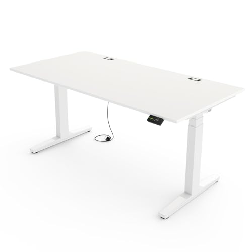 Yaasa Desk Expert Elektrisch höhenverstellbarer Schreibtisch | Massive Stabilität | 9 Speicherpositionen | Ergonomiefunktionen | 10 Jahre Garantie (Weiß + weiß, 140 x 80 cm) von Yaasa