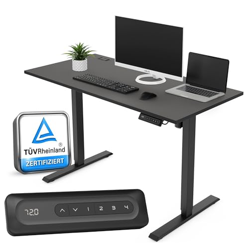 Yaasa Desk Lite Höhenverstellbarer Schreibtisch 100x60 cm Schwarz – Bürotisch mit Automatikfahrt, Memory-Funktion & Kabeldurchlass – Elektrischer Schreibtisch höhenverstellbar, ideal für Homeoffice von Yaasa