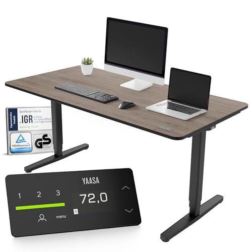 Yaasa Desk Pro Elektrisch Höhenverstellbarer Schreibtisch Eiche dunkel/Schwarz 140 x 80 cm – Ergonomischer Schreibtisch mit Abgerundeter Tischplatte & ErgoTouch-Display – Traglast 120 kg Yaasa Desk Pro Elektrisch Höhenverstellbarer Schreibtisch Eiche dunkel/Schwarz 140 x 80 cm – Ergonomischer Schreibtisch mit Abgerundeter Tischplatte & ErgoTouch-Display – Traglast 120 kg von Yaasa