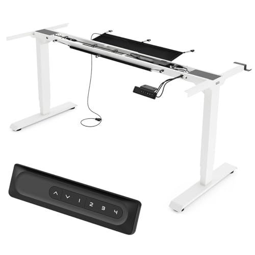 Yaasa Frame Essential Schreibtischgestell Höhenverstellbar, Weiß – Für Tischplatten mit 120-190 cm – Touch Handschalter – 4 Speicherfunktionen – Höhenanzeige – Kollisionssensor – Traglast 125 kg von Yaasa