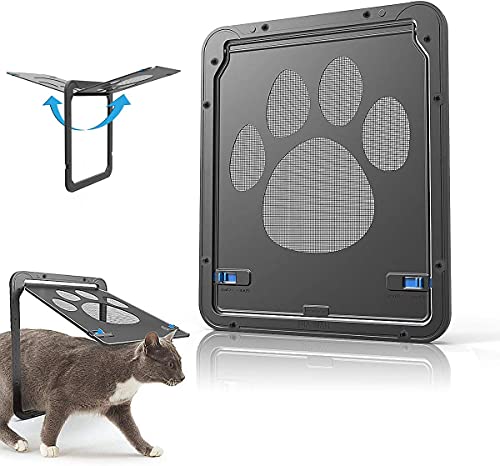 Yaasier Haustierklappe Katzenklappe Innentür Hundeklappen Automatisch, Katzenklappe für fliegengitter, Magnetische Katzentür mit automatische verschließbare Fliegengitter, 24 * 29 cm von Yaasier
