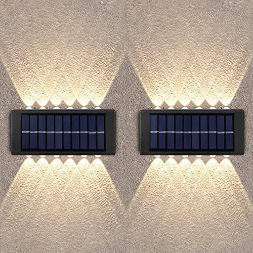 Solarlampen für Außen Garten,Solar LED Wandleuchte Up & Down Light, 2 Stück 12 LEDs Wandlampen im Innen und Außenbereich,IP65 Wasserdicht Solar Wandleuchten Dekorative Für Garten Terrasse Treppe von Yaasier