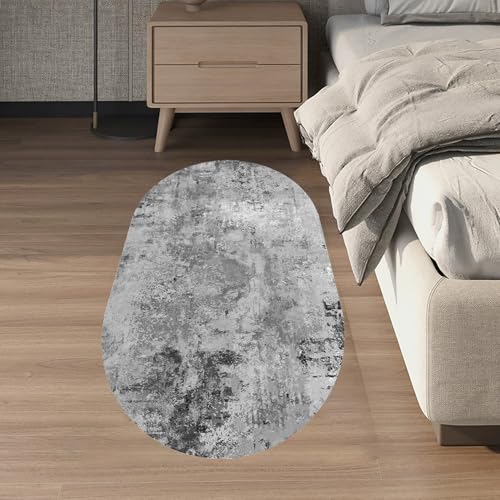 Oval Teppiche für Wohnzimmer Schlafzimmer Bett Teppichen leicht zu reinigen Modernes abstraktes graues Muster Heimdekoration grau The Carpet von Yaaxinb