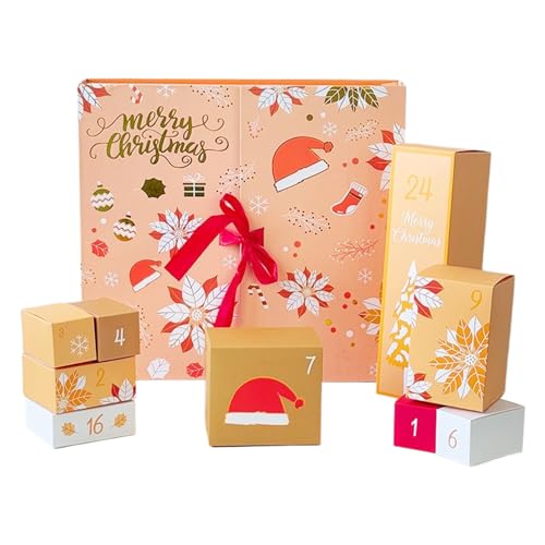 Faltbarer Adventskalender Für Füllung- 24 Farbenfrohe Wiederverwendbare Weihnachts-Countdown-Box Für Füllung Ihrer Eigenen Geschenke Countdown-Kalender Box Selbstfeindes Adventskalender von Yabauuop