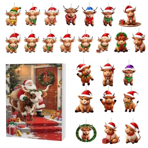 Highland Cow Advent Kalender 2025-24 ta-ge Weihnachtskalender 2d Acryl Highland Cow Weihnachten Ornamente für Ferienhaus Family Tree Fenster Walltür Auto Rückspiegel Highland Cow Advent Kalender 2025-24 ta-ge Weihnachtskalender 2d Acryl Highland Cow Weihnachten Ornamente für Ferienhaus Family Tree Fenster Walltür Auto Rückspiegel von Yabauuop