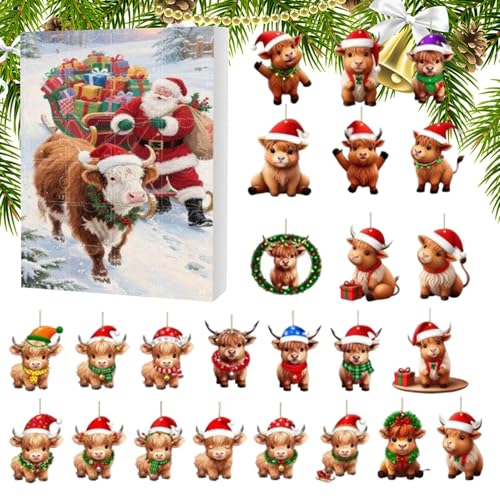 Kuh Weihnachtsfest 2025 - Highland Cow Advent Calendars 2025 | 24 ta-ge Countdown -Kalender 2d Acryldekor für Ferienhaus Stammbaumfenster Walltür Auto Rückspiegel Kuh Weihnachtsfest 2025 - Highland Cow Advent Calendars 2025 | 24 ta-ge Countdown -Kalender 2d Acryldekor für Ferienhaus Stammbaumfenster Walltür Auto Rückspiegel von Yabauuop