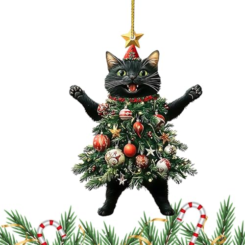 Schwarze Katze Weihnachtsschmuck Niedliche Katze Weihnachtsbaum Hängeanhänger Schwarze Katze Weihnachtsschmuck Neujahr Auto Hängeschmuck Weihnachtsbaumschmuck von Yabauuop