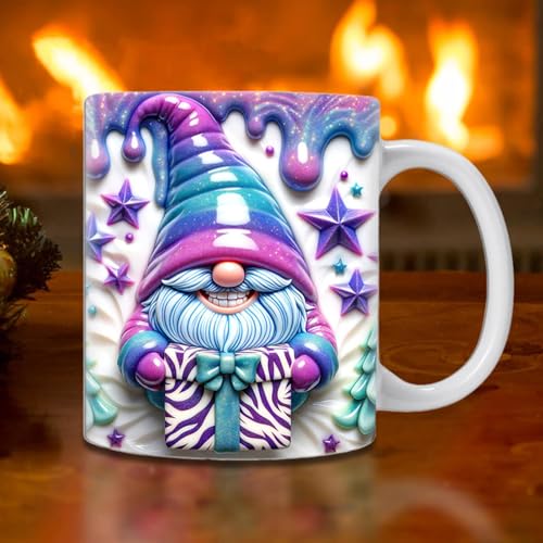 Weihnachtswichtel-Tasse,Kaffeetasse Mit Weihnachtswichtel-Design,Keramik-Wichtel-Kaffeetasse,Flache Weihnachtstassen Mit -Effekt,Wichtel-Heißschokoladentasse von Yabauuop