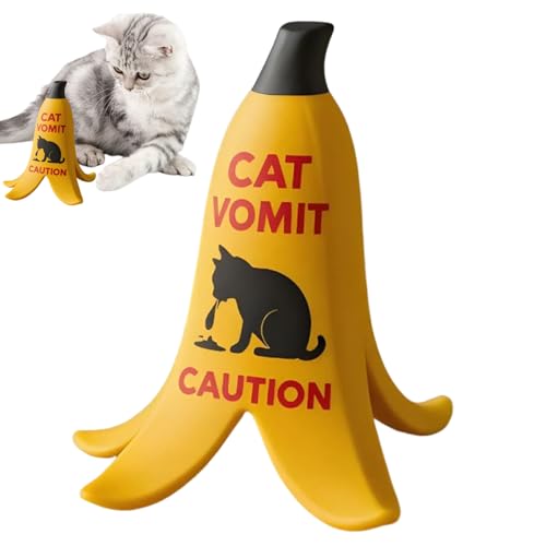Yabauuop Katzenkotze Warnschild,Lustige Schreibtischdekoration Haustier Vorsicht Hinweis | Kleines Bananenschalenförmiges Haustier Erbrochenes Warnung Deko für Wohnzimmer Schlafzimmer Beistelltisch von Yabauuop