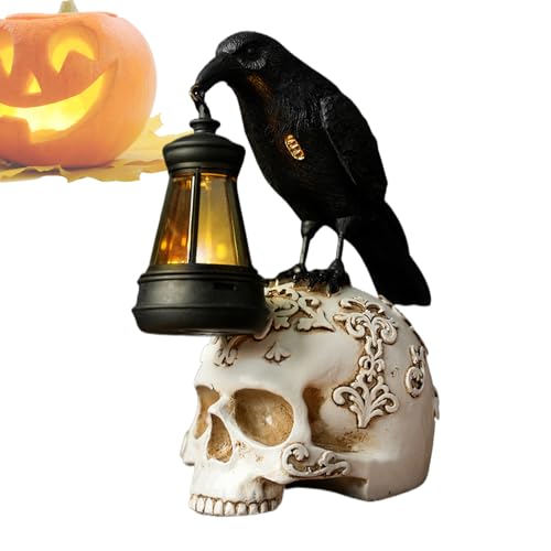 Yabauuop Krähenfigur | Dunkle Sammlerfigur Auf Schädel,Gothic Deko Mit Solar Laterne Halloween Dekoration Für Garten Hof Sitzbereich Wohnzimmer Schlafzimmer Yabauuop Krähenfigur | Dunkle Sammlerfigur Auf Schädel,Gothic Deko Mit Solar Laterne Halloween Dekoration Für Garten Hof Sitzbereich Wohnzimmer Schlafzimmer von Yabauuop