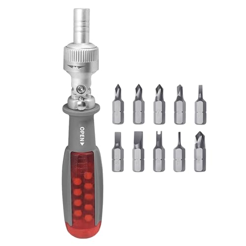 Yabauuop Ratsche Schraubendreher Set - Kompaktes Ratschen Set - Ergonomischer Rutschfester Gummi Griff Schwenkbarer Werkzeug Für Bauarbeitsplatz Automobil Elektro Möbel Montage von Yabauuop