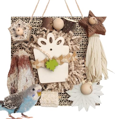 Yabauuop Vogelspielzeug Zum Nagen | Holz Und Pappe Kauspielzeug Für Vögel - Käfig Zubehör Zum Mit Hängematte Fensterplatz Spielbereich Für Innnenbereich von Yabauuop