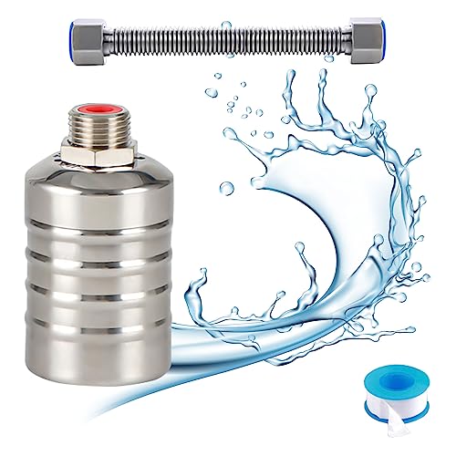 3/4 Zoll Schwimmerventil, Automatisches Wasserstandskontrollventil, 304 Edelstahl Schwimmerventil mit Wellrohr, Wasserstandsregelventil für Wassertank Pool, Wassertürme (1/2" oberer Wassereinlass) von Yabound