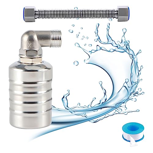 3/4 Zoll Schwimmerventil, Automatisches Wasserstandskontrollventil, 304 Edelstahl Schwimmerventil mit Wellrohr, Wasserstandsregelventil für Wassertank Pool, Wassertürme (1/2" seitlicher Wassereinlass) 3/4 Zoll Schwimmerventil, Automatisches Wasserstandskontrollventil, 304 Edelstahl Schwimmerventil mit Wellrohr, Wasserstandsregelventil für Wassertank Pool, Wassertürme (1/2" seitlicher Wassereinlass) von Yabound