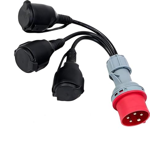 CEE Adapter Auf 3X Schuko Kupplung, 400V 16A Stecker auf 3X 230 V Steckdosen Verlängerungskabel, Starkstrom Verteiler für Caravan, Industrie, Außenbereich CEE Adapter Auf 3X Schuko Kupplung, 400V 16A Stecker auf 3X 230 V Steckdosen Verlängerungskabel, Starkstrom Verteiler für Caravan, Industrie, Außenbereich von Yabound