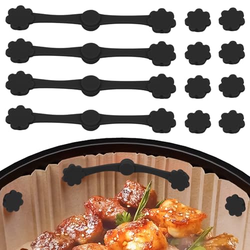 Magnete für Airfryer Backpapier, 4 stück Air Fryer Magnet Silikon Schnalle Set, Heißluftfritteuse Befestigungsschnalle Silikon Hochtemperaturbeständige zum Fixieren von Backpapier (C) von Yabound