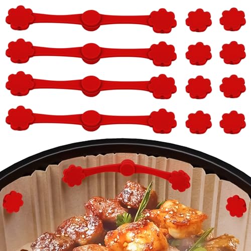 Magnete für Airfryer Backpapier, 4 stück Air Fryer Magnet Silikon Schnalle Set, Heißluftfritteuse Befestigungsschnalle Silikon Hochtemperaturbeständige zum Fixieren von Backpapier (D) von Yabound