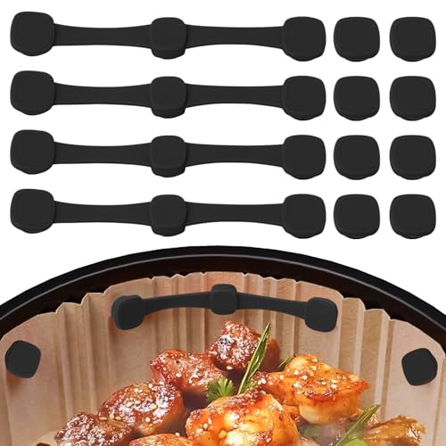 Magnete für Airfryer Backpapier, 4 stück Air Fryer Magnet Silikon Schnalle Set, Heißluftfritteuse Befestigungsschnalle Silikon Hochtemperaturbeständige zum Fixieren von Backpapier (E) von Yabound