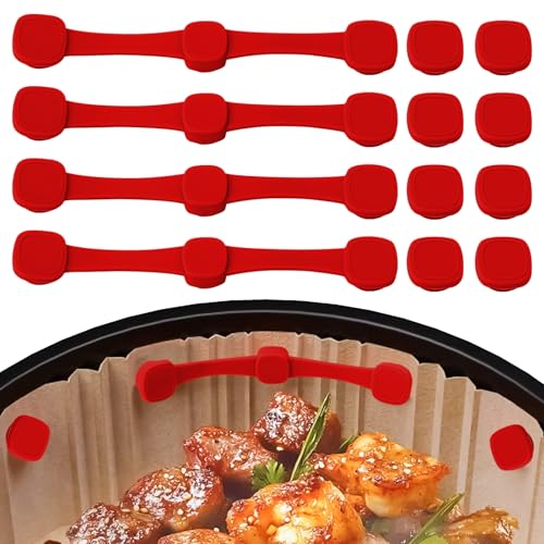 Magnete für Airfryer Backpapier, 4 stück Air Fryer Magnet Silikon Schnalle Set, Heißluftfritteuse Befestigungsschnalle Silikon Hochtemperaturbeständige zum Fixieren von Backpapier (F) von Yabound